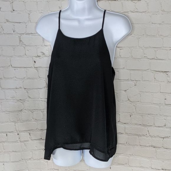 Stella Black Spaghetti Strap Sheer Blouse Size S - Picture 1 of 8